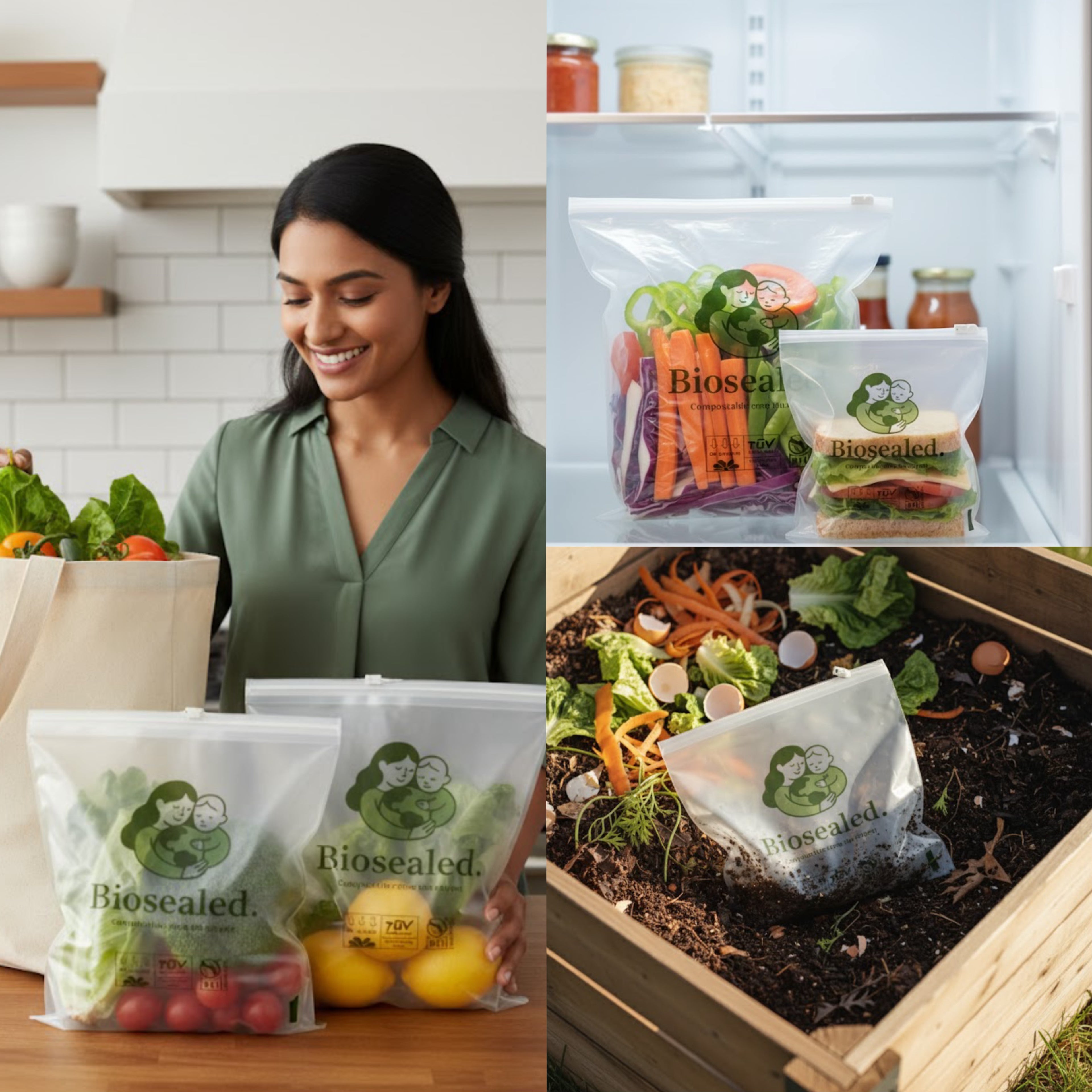 Assorted Compostable Zip Bags – 50 pcs